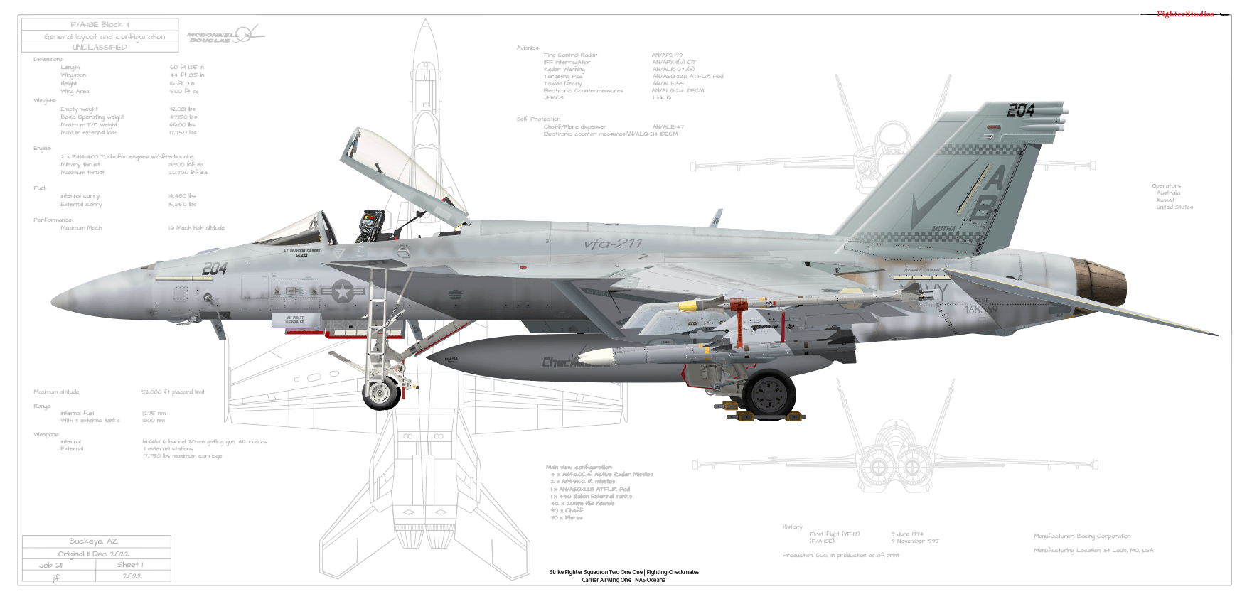F/A-18E Block II Super Hornet VFA 211 Checkmates, CVW 1, NAS